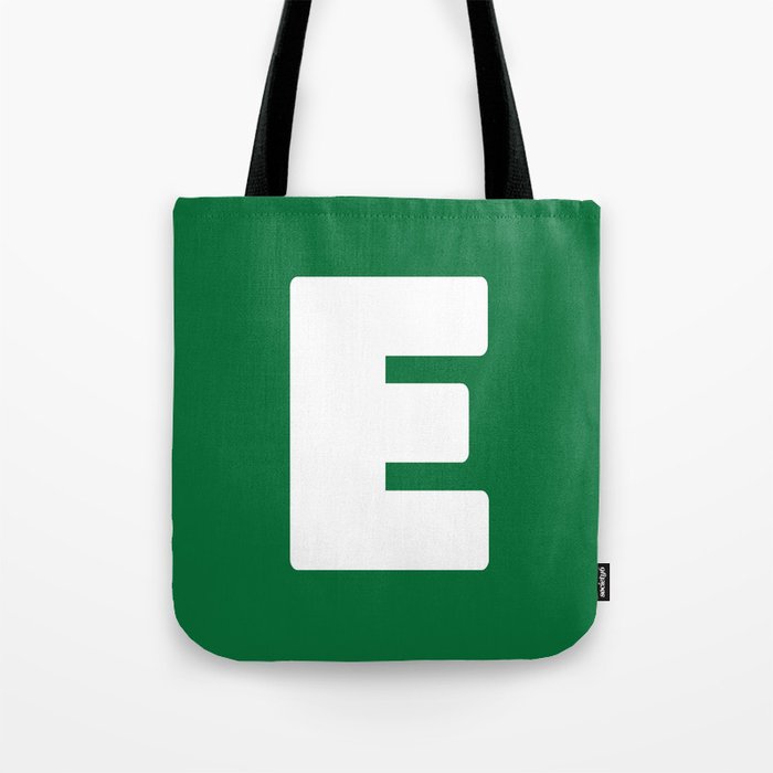 E (White & Olive Letter) Tote Bag