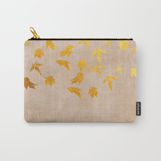 Gold leaves on grunge background - Autumn Sparkle Glitter design #Society6 Carry-All Pouch