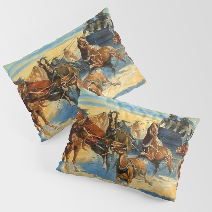 Frederic Remington Western Art “Downing the Nigh Leader” Pillow Sham