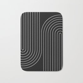 Minimal Line Curvature II Black and White Mid Century Modern Arch Abstract Bath Mat
