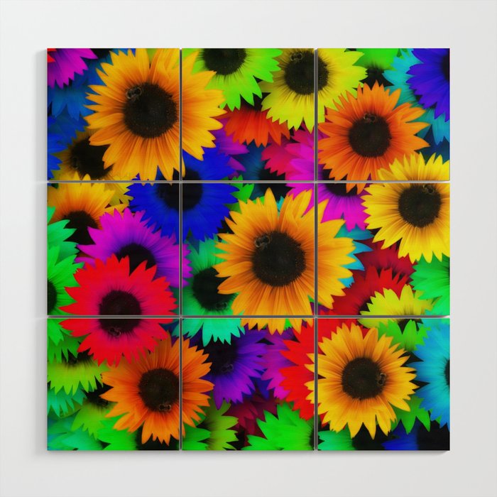 Pop Art Sunflowers Wood Wall Art