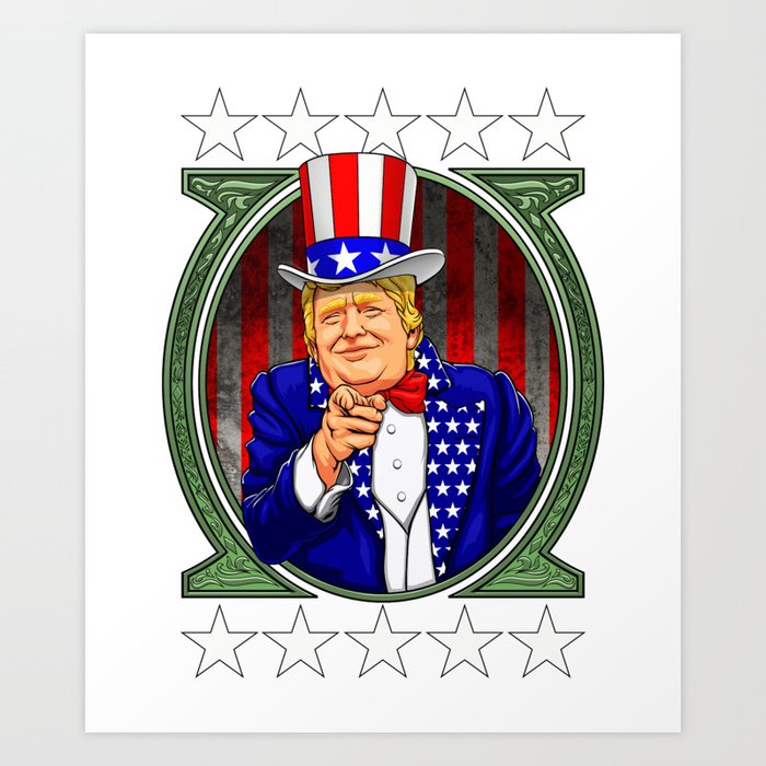 Donald Trump President Uncle Sam Hat With Stars Art Print By Merchmojo Society6