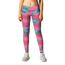 Orca Whale Pink Stripes  Leggings