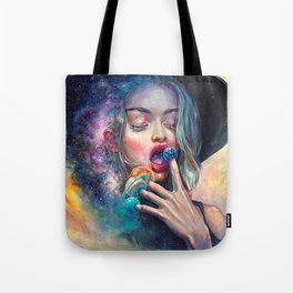 BLACK HOLE IN THE MILKY WAY Tote Bag | Acrylic, Conceptillustration, Portrait, Woman, Pop Art, Milkyway, Space, Planets, Blackhole, Oil 
