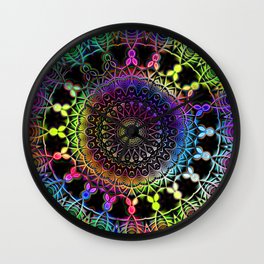 Rainbow Kaleidoscope Mandala Wall Clock