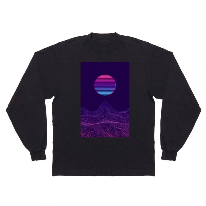 Minimalist Synthwave Midnight Long Sleeve T Shirt