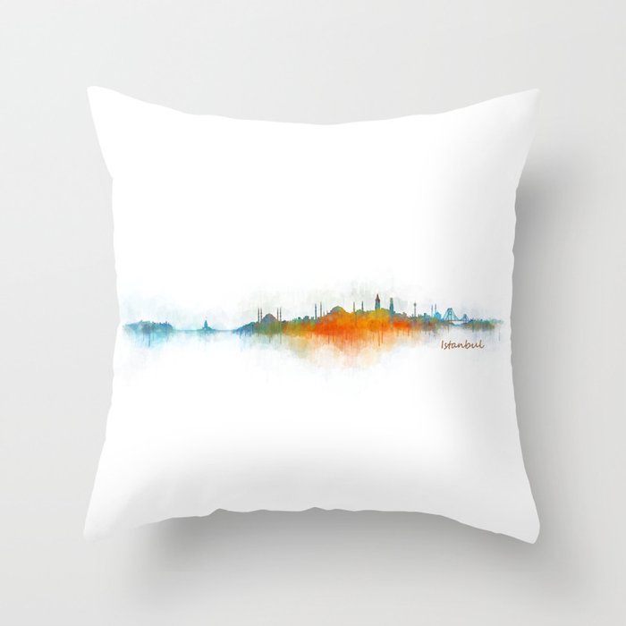 Istanbul City Skyline Hq v3 Throw Pillow