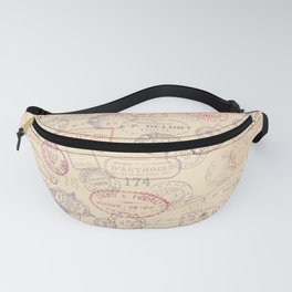 seamlessly tiling postage themed pattern with vintage stamps Fanny Pack