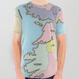 Political map of Ireland All Over Graphic Tee