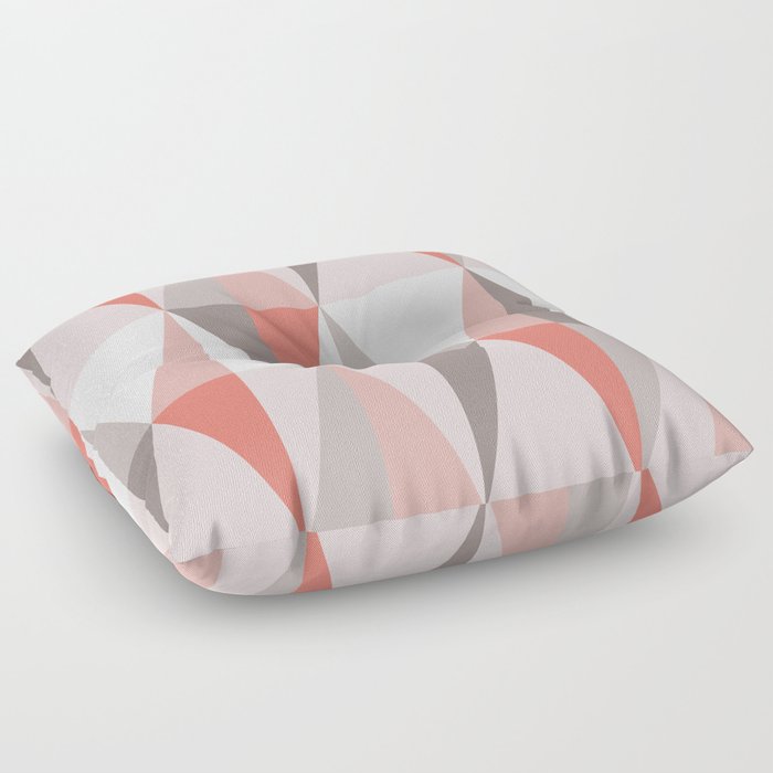 MidCentury Modern Triangles Salmon Pink Floor Pillow