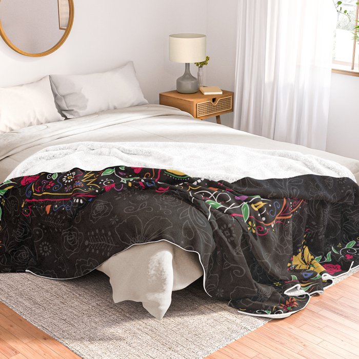 Day Of The Dead Kitty Cat Sugar Skull Throw Blanket By Zjunebug Day Of The Dead Kitty Cat Sugar Skull Throw Blanket