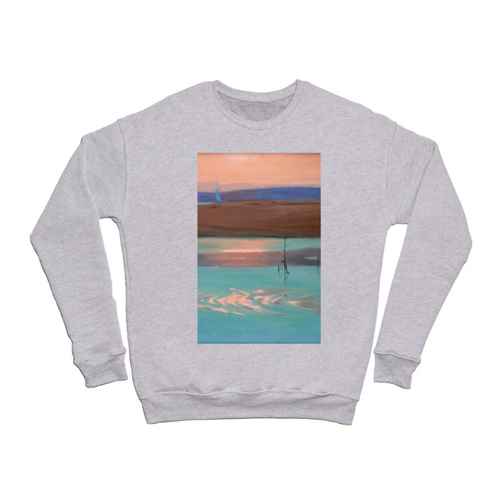 Blue Estuary maritime coastal beach sunset landscape painting by Julius Olsson Crewneck Sweatshirt