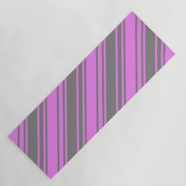 [ Thumbnail: Grey & Violet Colored Striped Pattern Yoga Mat ]