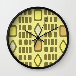 Retro Diamonds Rectangles Yellow Wall Clock
