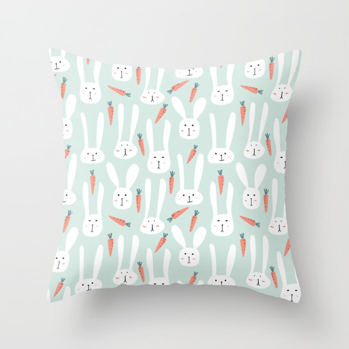 Bunnies & Carrots Throw Pillow