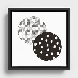 Abstract Minimalist Black and White Circles Framed Canvas