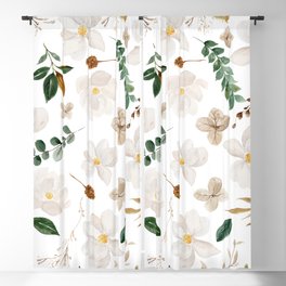 Magnolia Watercolor Floral Blackout Curtain