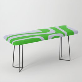 Abstract Lime and Lavender Mid Century Modern Palm Springs Pattern Bench