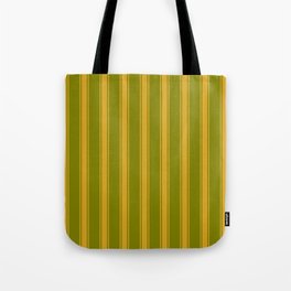 [ Thumbnail: Green & Goldenrod Colored Stripes/Lines Pattern Tote Bag ]