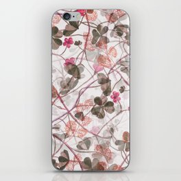 Abstract Gray Lilac Pink Rose Gold Clover Leaves Floral iPhone Skin