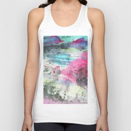 Grunge magenta teal hand painted watercolor Unisex Tank Top