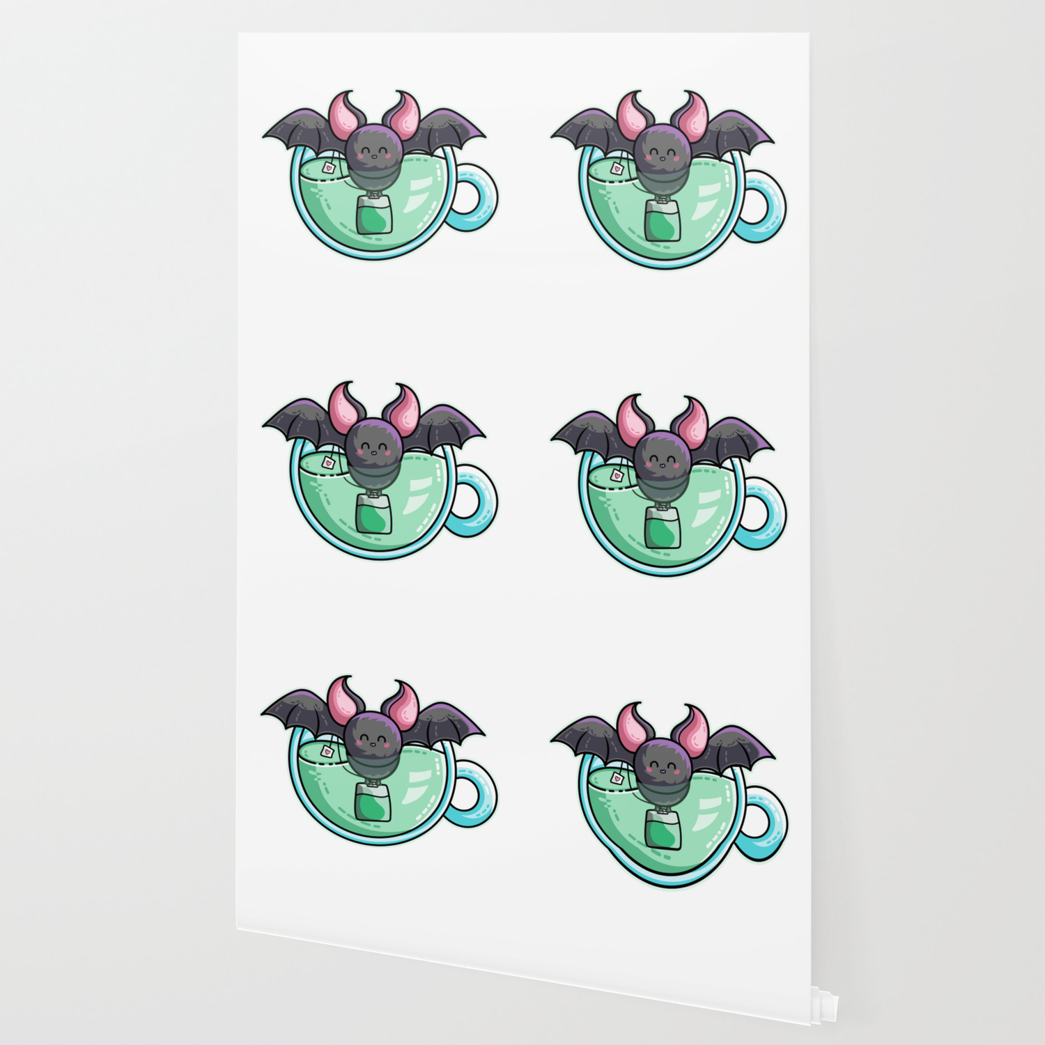 Kawaii Cute Bat Tea Batty Pun Wallpaper By Fionareeves Society6