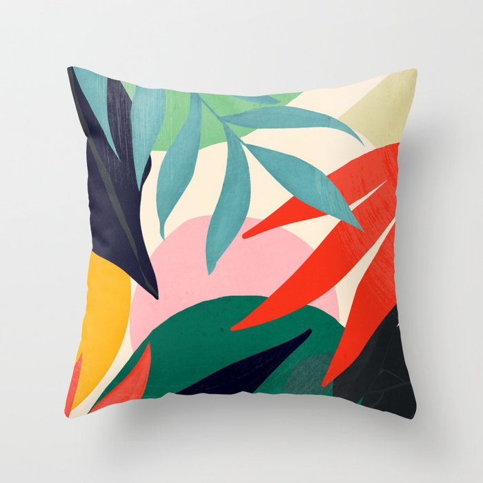 Abstract Art Tropical Leaves 42 Throw Pillow