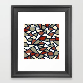 Black Geometric Abstract Pattern Rust Brown Greige White Framed Art Print