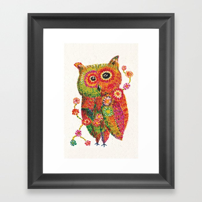 owl-oil painting Framed Art Print