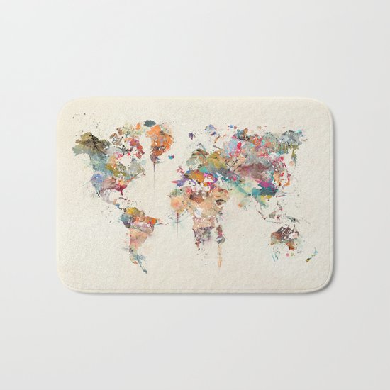 world map watercolor Bath Mat