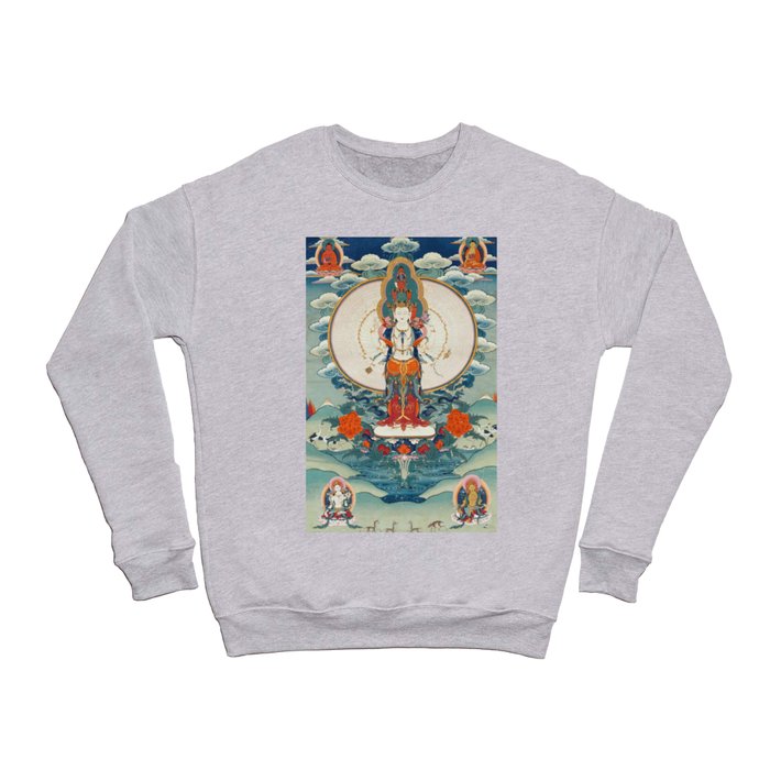 Thousand-armed Avalokitesvara Buddhist Thangka  Crewneck Sweatshirt