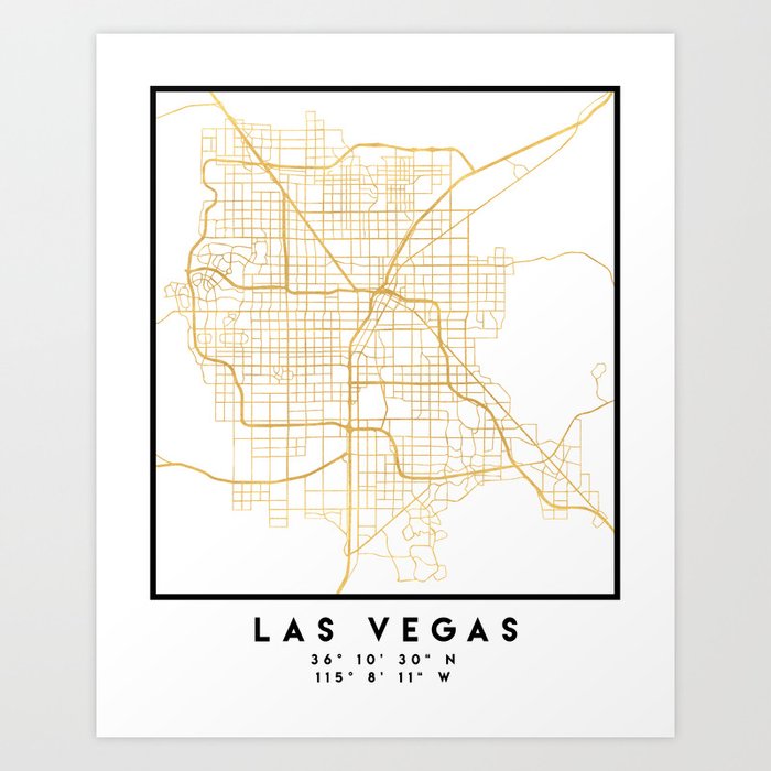 Las Vegas Nevada City Street Map Art Art Print By Deificusart Society6