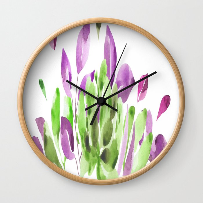 Tulips - Purple & Green Palette Wall Clock