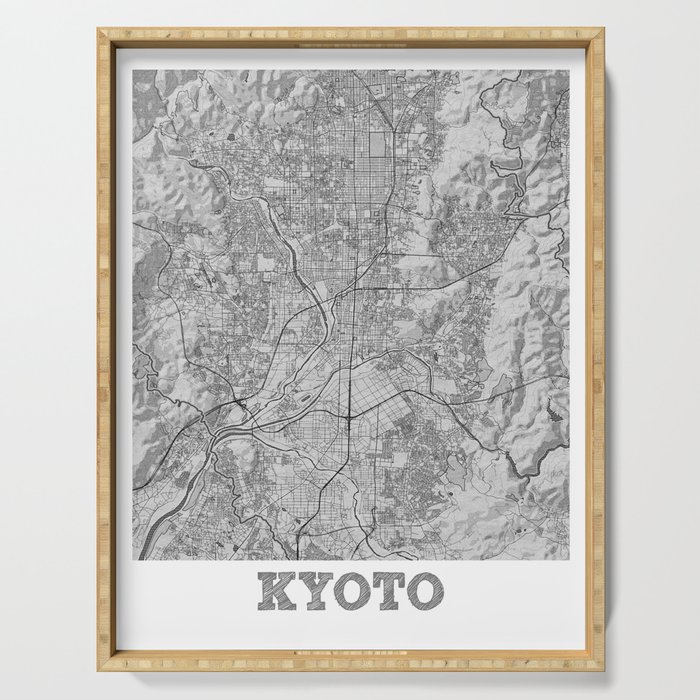 Kyoto city map sketch Serving Tray