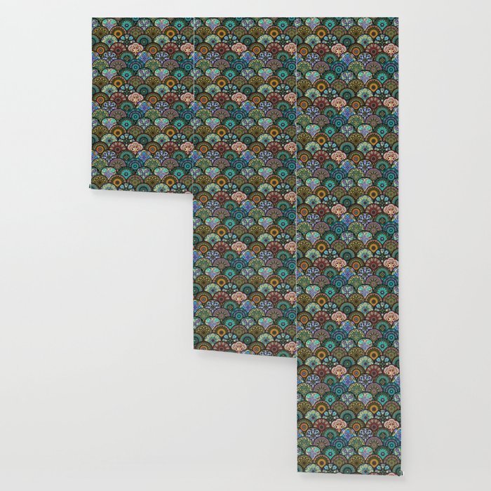 Colorful Floral Seamless Pattern From Circles With Mandala In