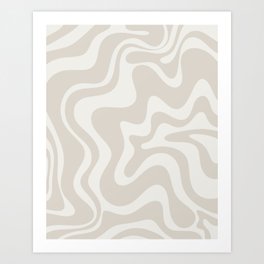 Liquid Swirl Contemporary Abstract Pattern in Mushroom Cream Art Print