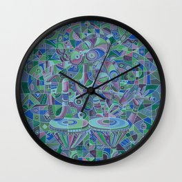 Drummer and the Flutist V music painting Wall Clock