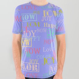 Enjoy The Colors - Colorful typography modern abstract pattern on Periwinkle blue color All Over Graphic Tee