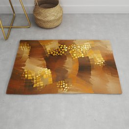 Brown and gold original abstract digital artwork Area & Throw Rug