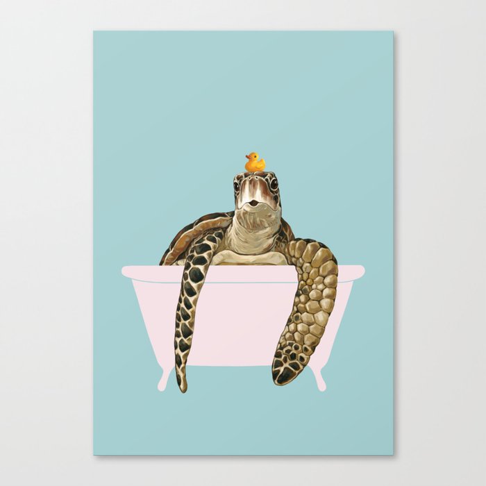 Sea Turtle in Bathtub Canvas Print