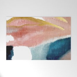 Exhale: a pretty, minimal, acrylic piece in pinks, blues, and gold Welcome Mat
