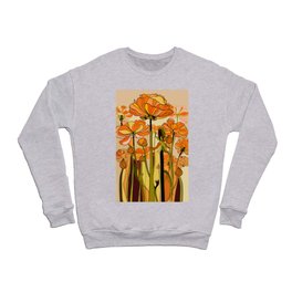 70s, Orange California poppies, mid century, 70s retro, flowers Crewneck Sweatshirt