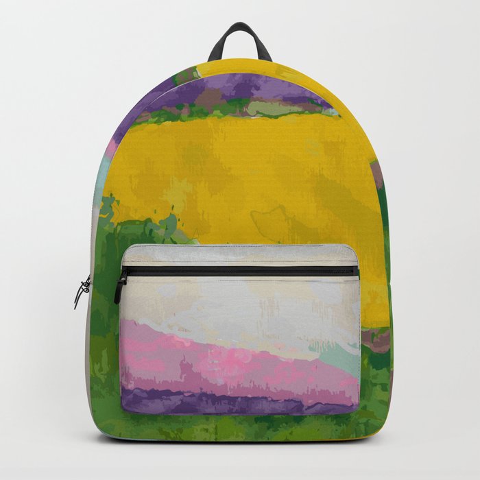 green-yellow-purple fields Backpack