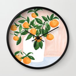 Orange Tree Branch in a Vase Wall Clock