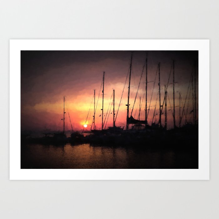 Mykonos Sunset Art Print