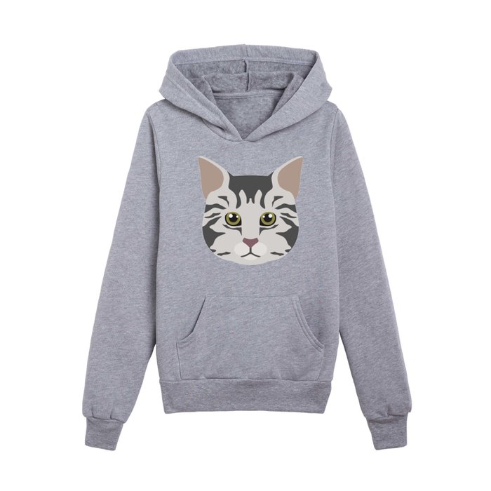 American Bobtail Cat Face Kids Pullover Hoodie
