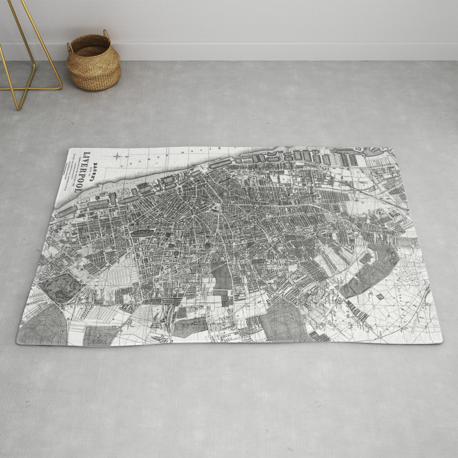 Vintage Map Of Liverpool England 1890 Bw Rug By Bravuramedia Society6