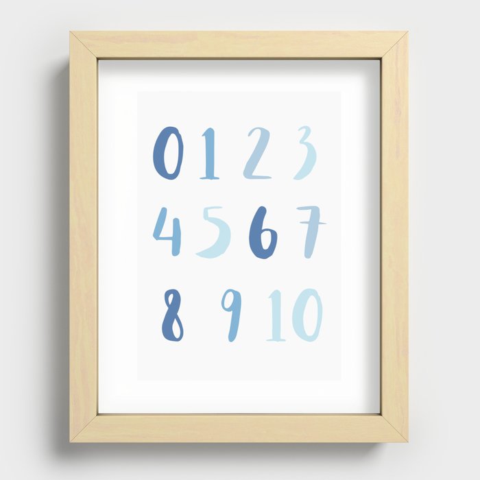 Numbers - Blue Color Recessed Framed Print