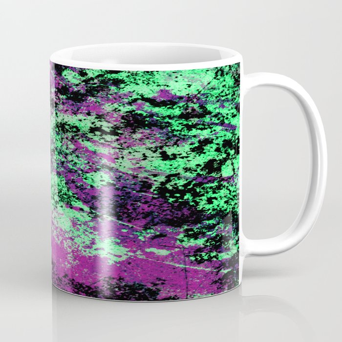 Colour Interaction II - Abstract purple, green and black textured, mixed media art Coffee Mug