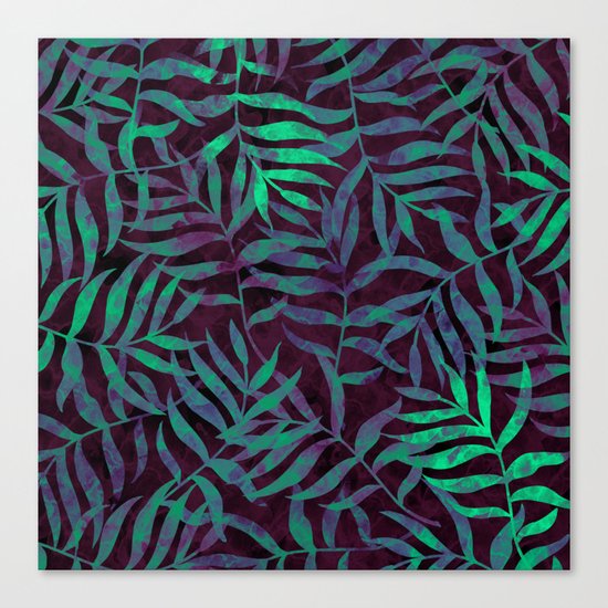 Watercolor Tropical Palm Leaves VII Canvas Print